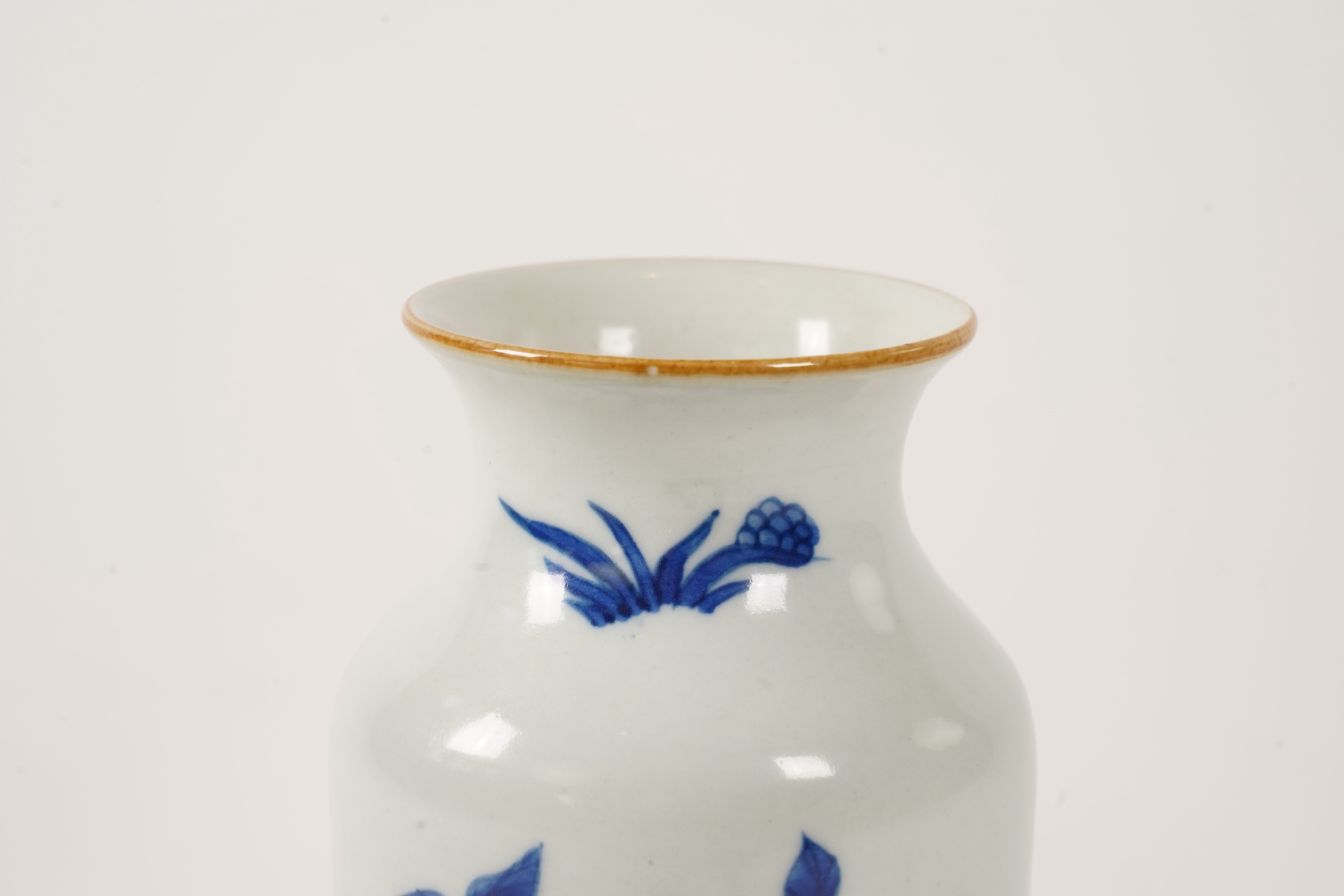 A small Chinese blue and white sleeve vase, Kangxi style